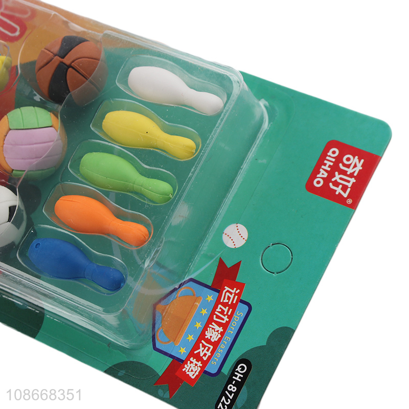 Latest products cartoon sports series kids stationery eraser set