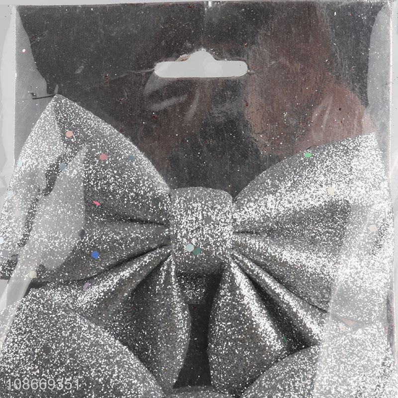 Popular products silver 3pcs christmas decoration bowknot for sale
