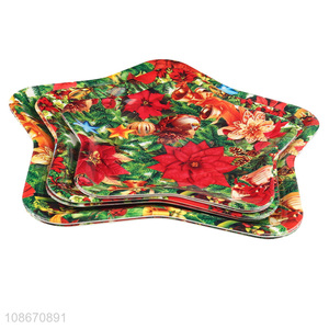 Hot selling Christmas pentagram shape plastic food serving tray