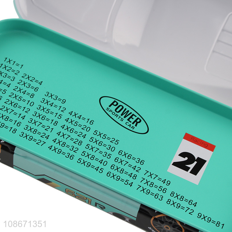 Good quality car shaped metal pencil box for students kids boys