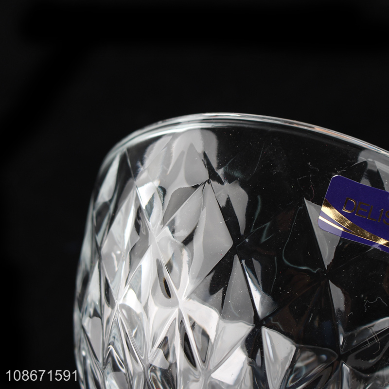 New product 300ml clear embossed glass ice cream bowl dessert bowl