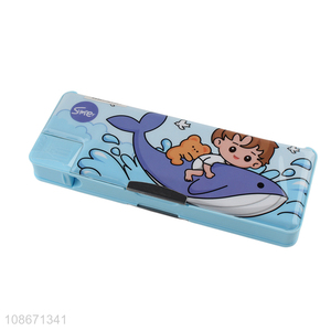 Yiwu market cute cartoon printed plastic <em>pencil</em> <em>box</em> kids stationery