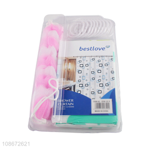 Hot sale home <em>bathroom</em> accessories shower curtain <em>set</em> wholesale