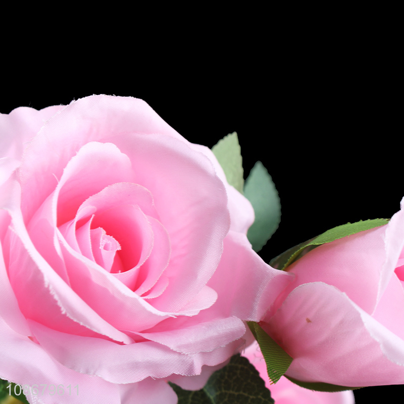 Popular product 3 heads artificial rose flowers for living room decoration