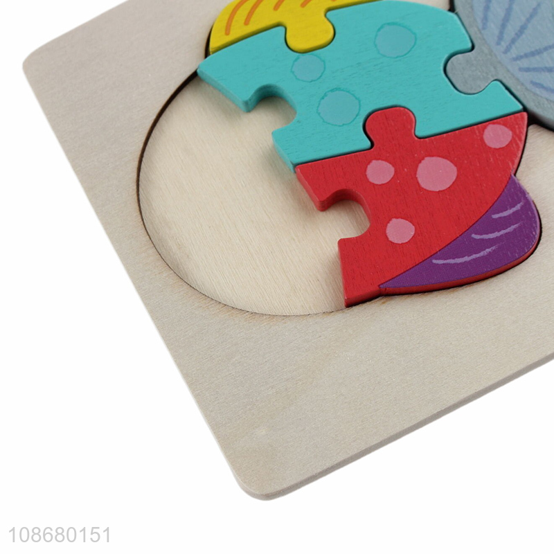 High quality wooden cartoon fish jigsaw puzzle kids montessori toy