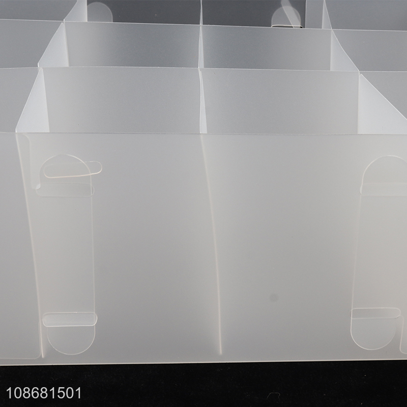High quality clear foldable underwear socks storage box wardrobe organizer