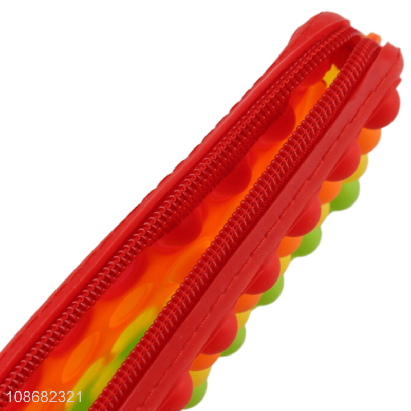 Best selling students stationery zipper pencil bag bubble silicone toy