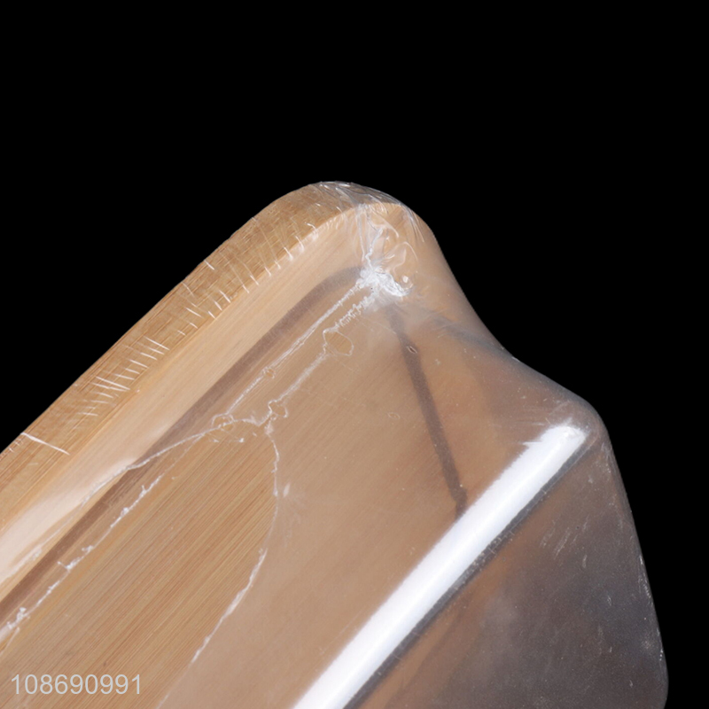 Good quality clear bpa free plastic bento lunch box with bamboo lid