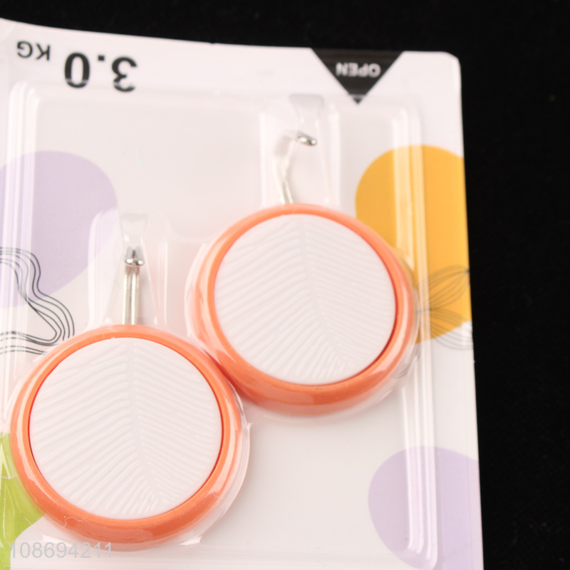 Hot selling 2pcs damage free wall hanging hooks plastic sticky hooks