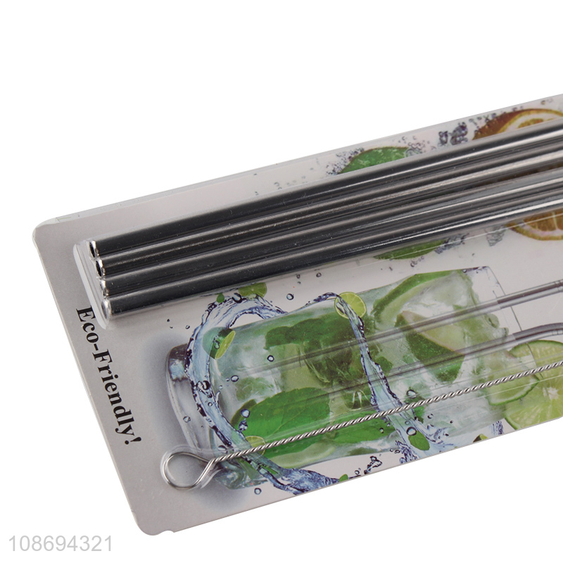 Wholesale 5pcs reusable stainless steel drinking straws for canned drinks