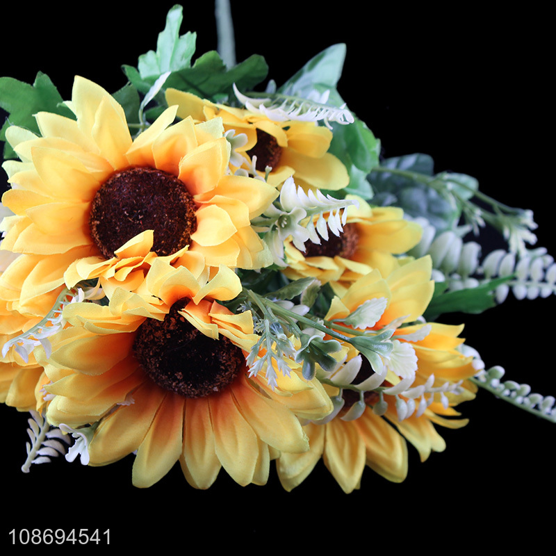 Factory supply 7heads natural indoor decoration artificial sunflower fake flower
