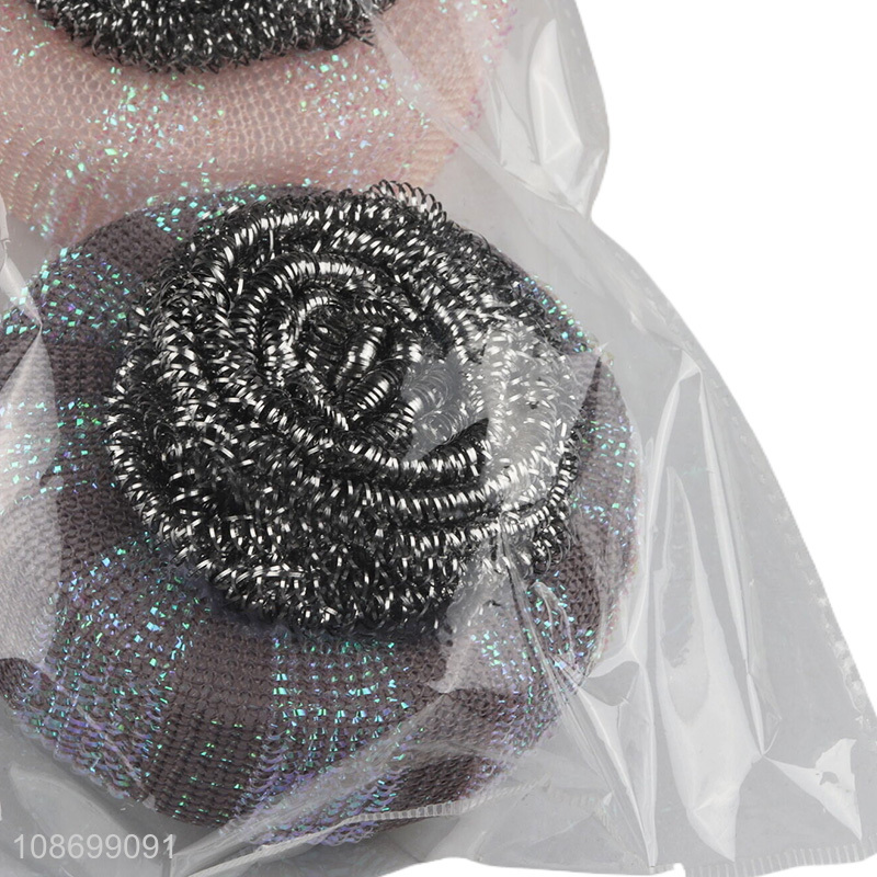 Hot sale stainless steel scrubber cleaning ball set for dishes cleaning