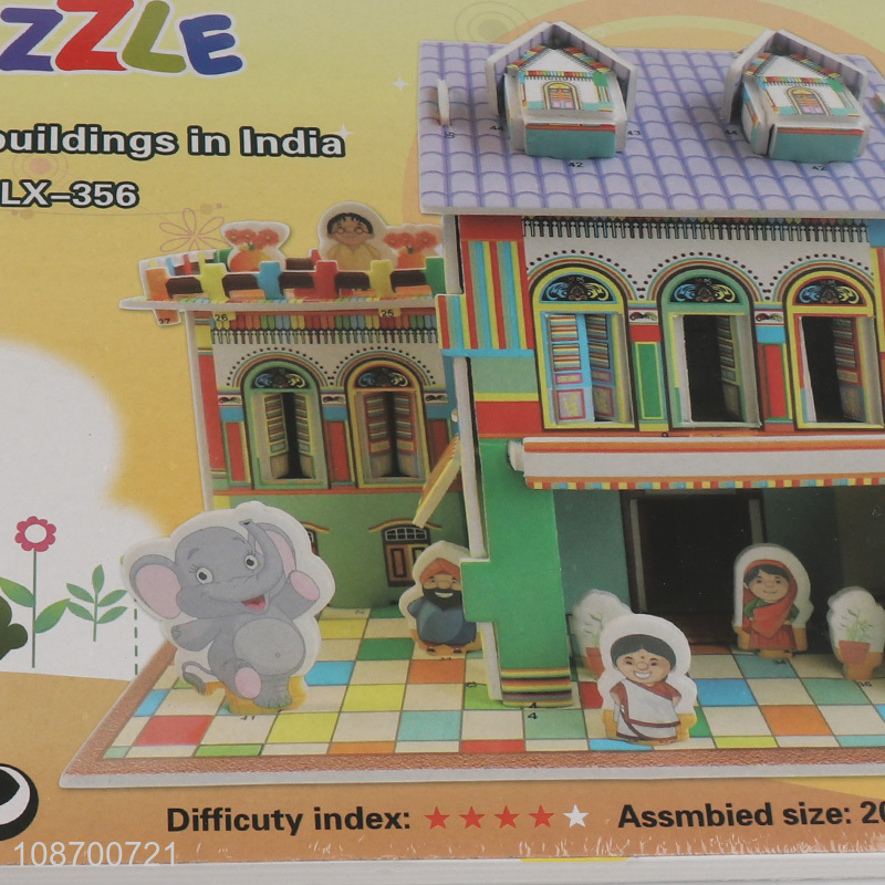 Wholesale DIY 3D villa in India jigsaw puzzle toy for kids boys girls