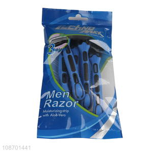 New product 3 blades disposable razors with moisturizing strip