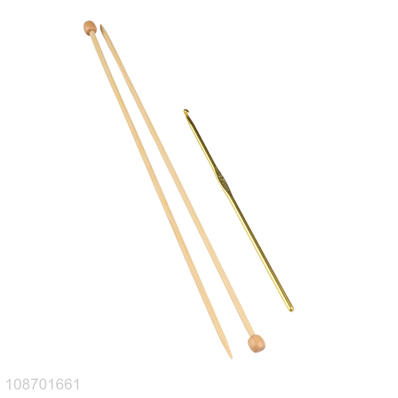 Good quality polyester hand knitting yarn set with knitting needles & crochet hook