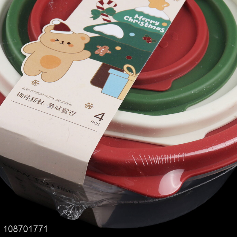Wholesale 4pcs/set round refrigerator food crisper food storage container