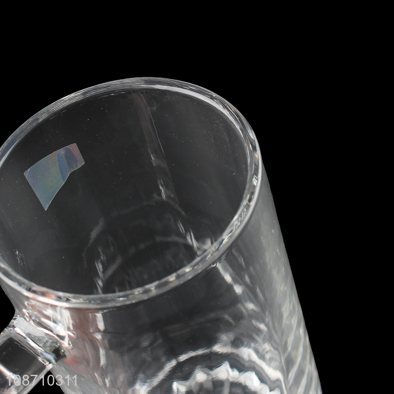 Online wholesale 500ml clear glass water cup beer mug with handle