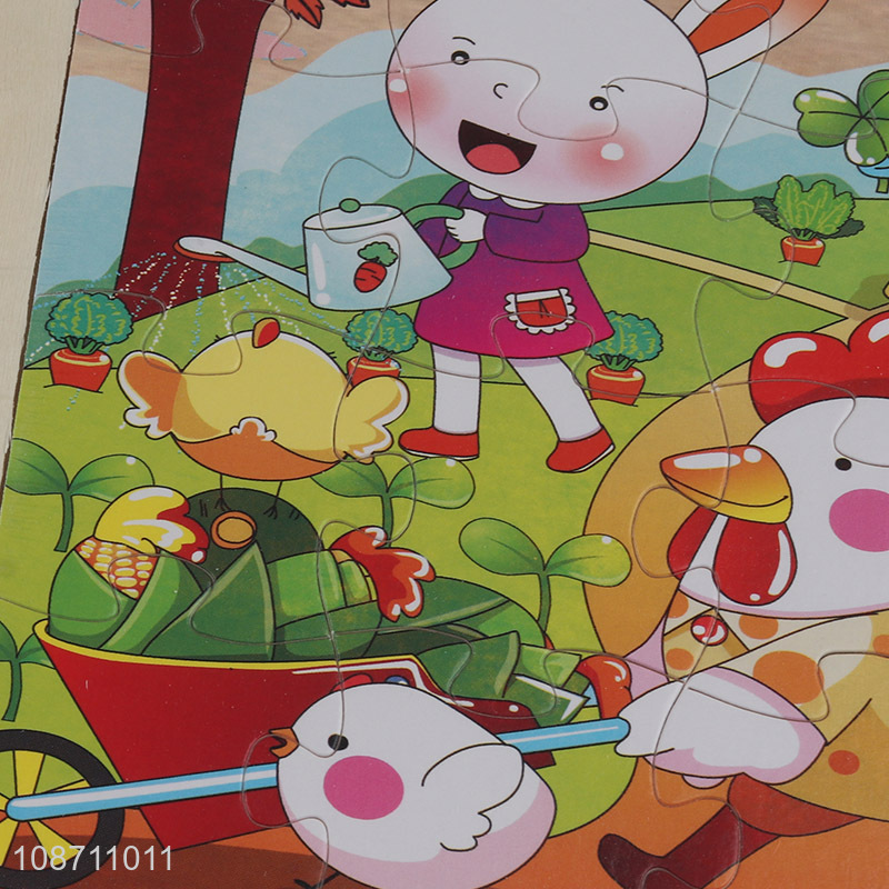 Hot selling cartoon animal series wooden children jigsaw puzzle toys