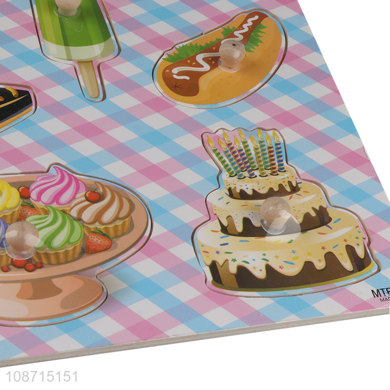 Yiwu market food series wooden baby hand-grip puzzle jigsaw toy for sale