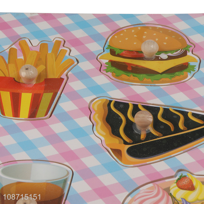Yiwu market food series wooden baby hand-grip puzzle jigsaw toy for sale