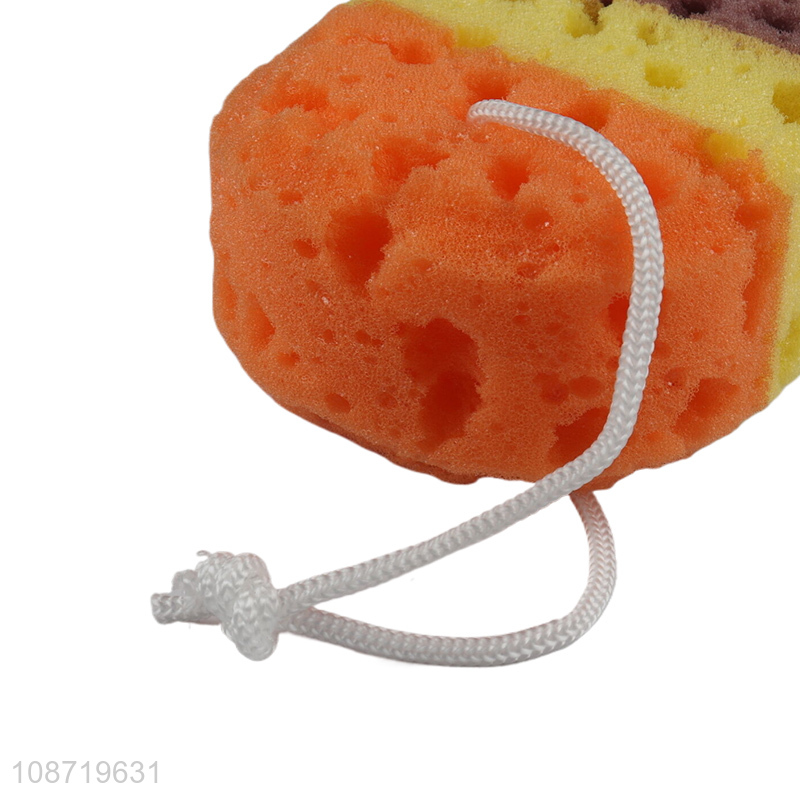 Hot selling foaming sponge bath body shower sponge with rope