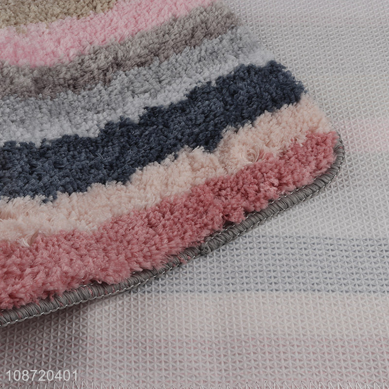 Hot selling non-slip water absorbent striped bath mat bathroom carpet