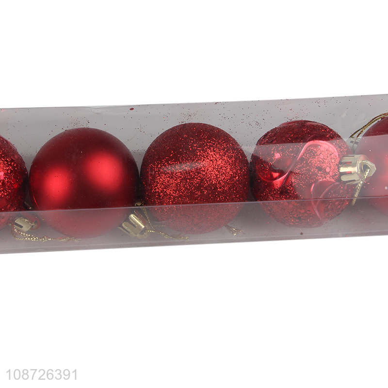 Factory price 9pcs red round christmas hanging ornaments christmas ball