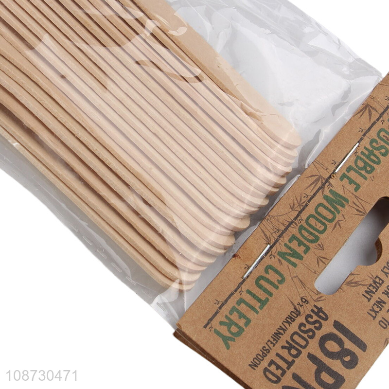 Latest products disposable wooden cutlery set fork spoon knife set for sale