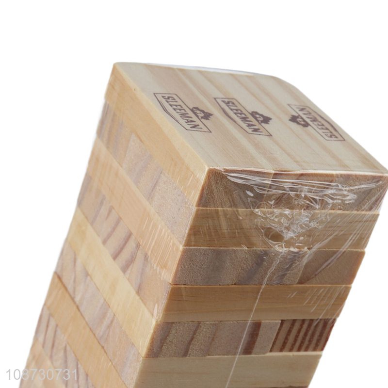 Good quality 54pcs wooden tumbling stacking tower toys party games