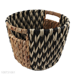 Wholesale hand-woven water hyacinth storage basket multi-purpose storage basket