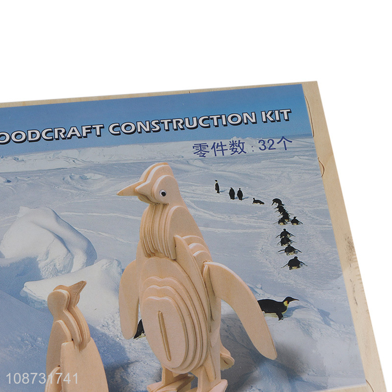 Top selling 3d penguin wooden puzzle toys children jigsaw toys wholesale