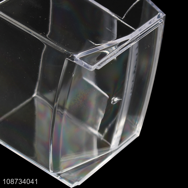 Online wholesale household clear cotton swab storage box with bamboo lid