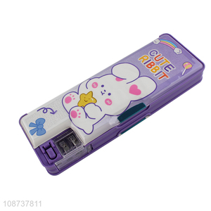 Factory wholesale cartoon students stationery storage <em>pencil</em> <em>box</em> with sharpener