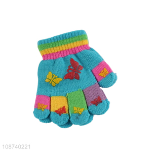 Top quality colorful acrylic winter warm children gloves for outdoor