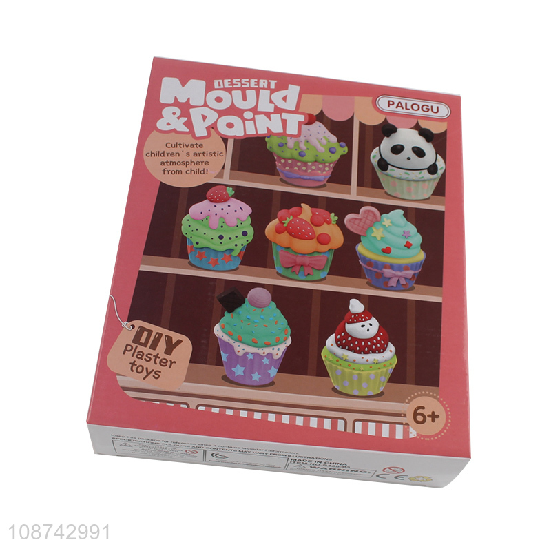 Hot selling kids diy dessert shaped painting plaster toys set wholesale