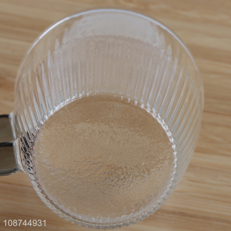 Online wholesale glass water cup glass coffee mug with colored handle