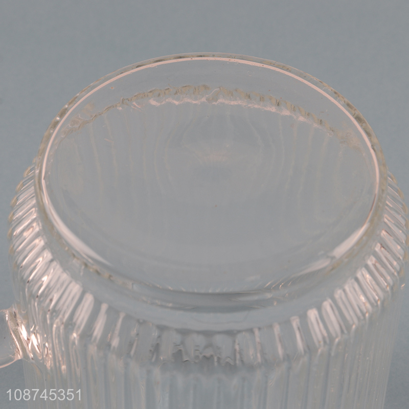 Hot selling ribbed glass tea cup glass water cup for iced coffee