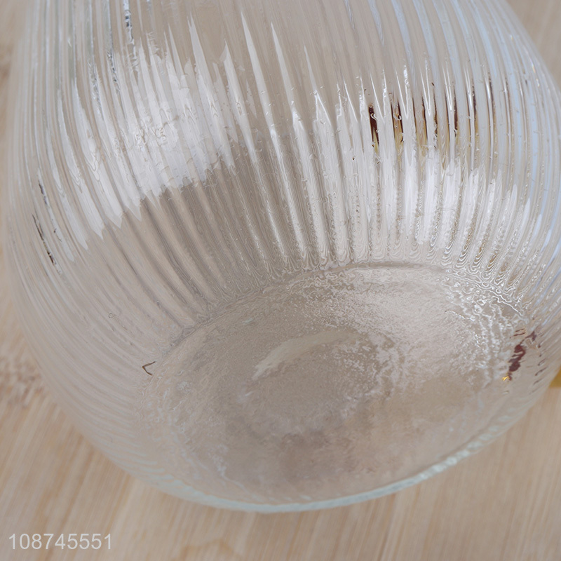 Wholesale vertical striped glass cup glass coffee mug with colored handle