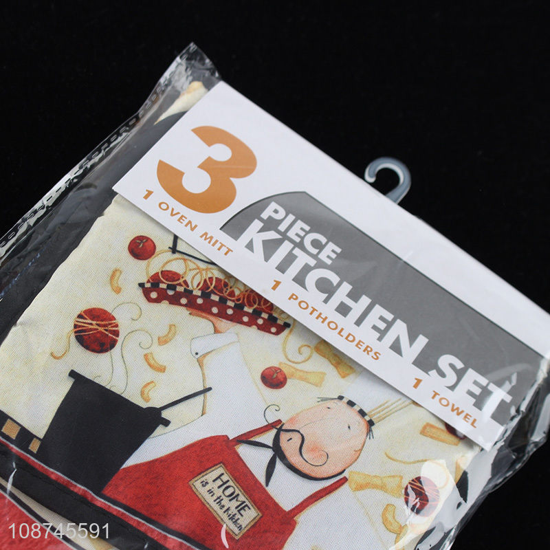 Wholesale kitchen accessories oven mitt pot holder and kitchen towel set