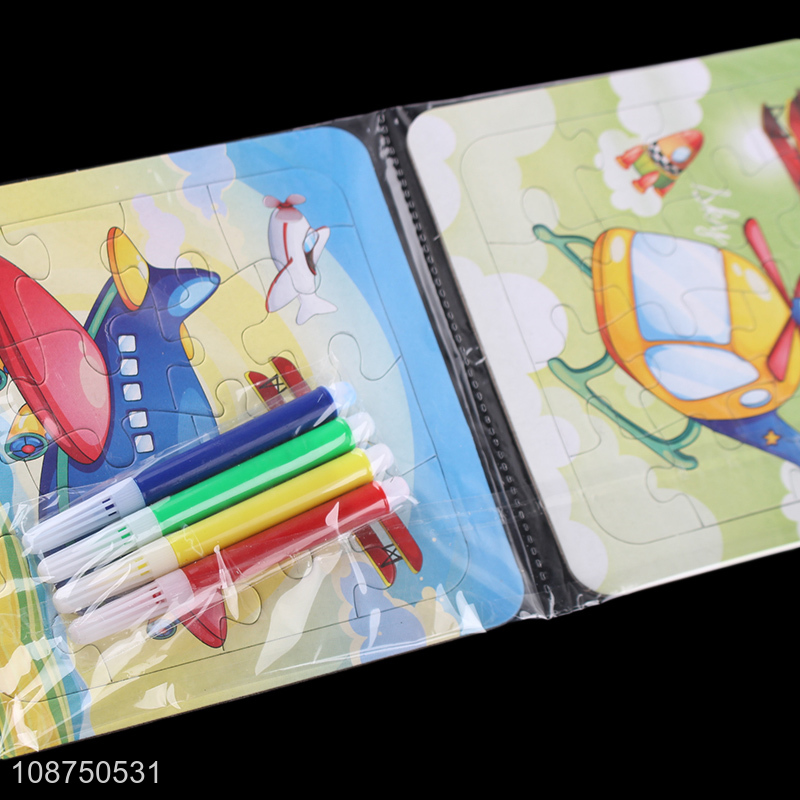 High Quality DIY Painting Cartoon Plane Jigsaw Puzzle Toy