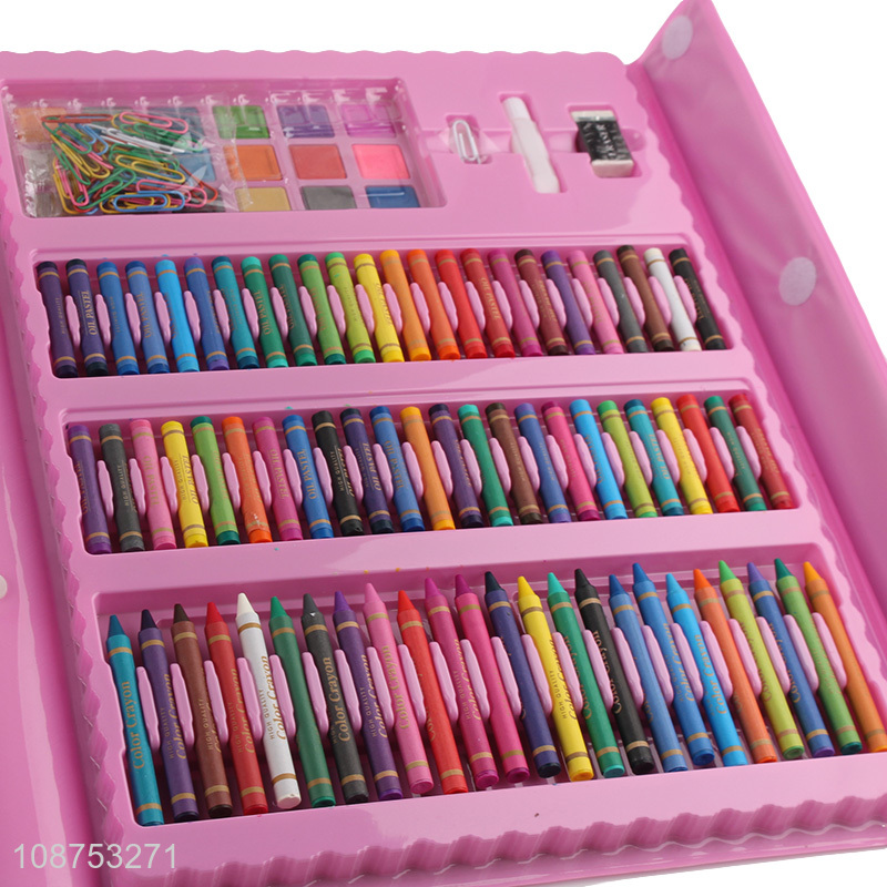 Wholesale 208 pieces art set with wax crayons, watercolor pens, colored pencils etc