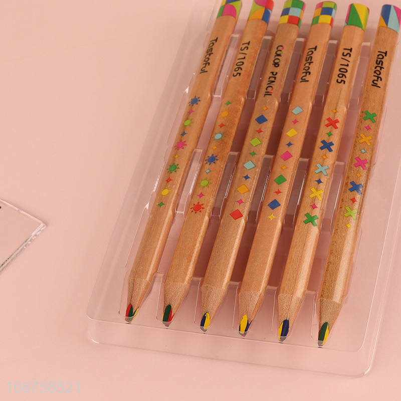 Wholesale 6 pieces 4 color mix jumbo colored pencils coloring pencils