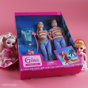 Factory price 11.5-inch couple doll beach series doll set for kids