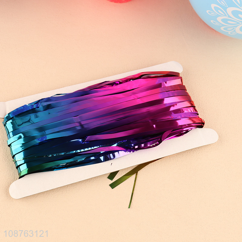 Good selling gradient color window door backdrop foil fringe curtain wholesale