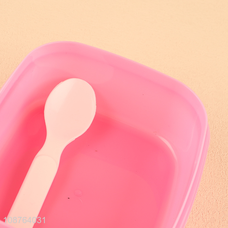 Best selling plastic pink girls lunch box and water bottle set