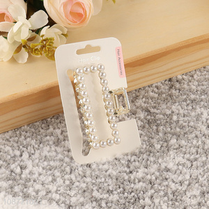 Good quality stylish metal pearl hair claw clips
