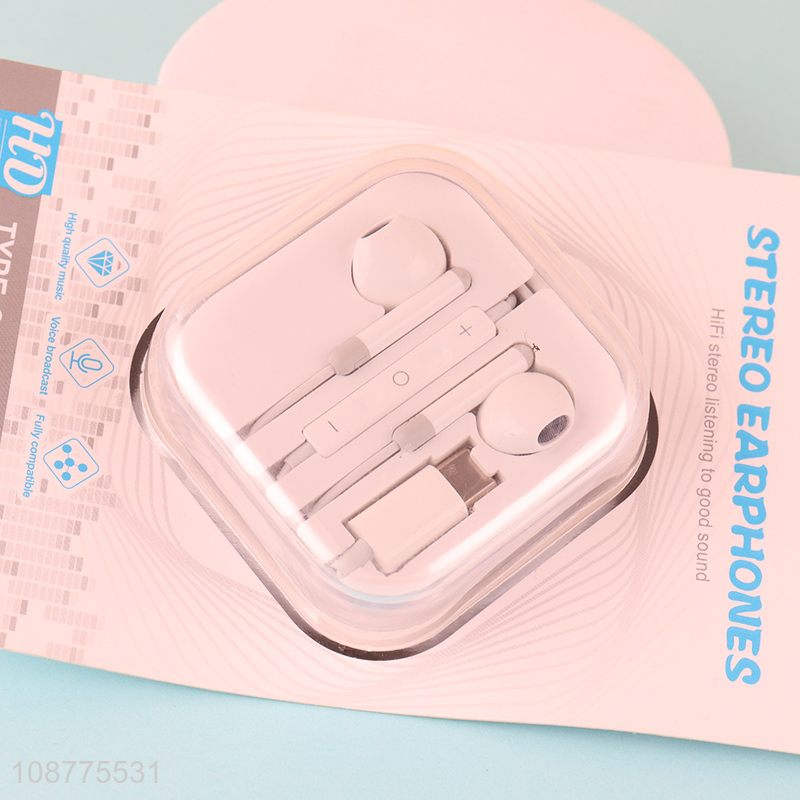 Wholesale 120cm wired type-c stereo in-ear earphones