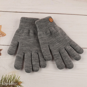 Factory price full finger winter knit gloves for adults