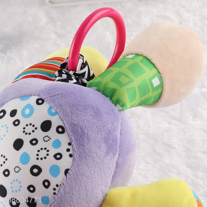 Wholesale hanging soft plush rattle musical toy for babies