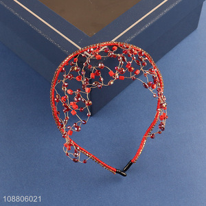 New arrival red crystal tiara crown handmade beaded tiara